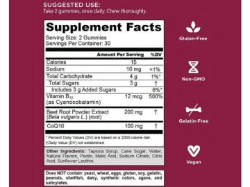 Goli beet gummies Supplement Facts panel