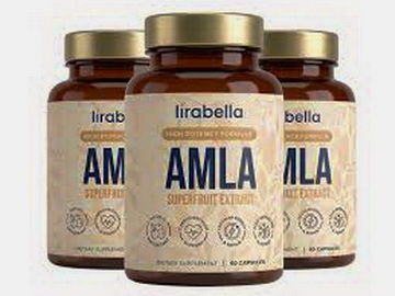 Lirabella amla powder supplement bottles