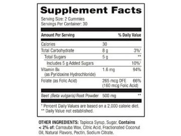 Spring valley beet gummies Supplement Facts label